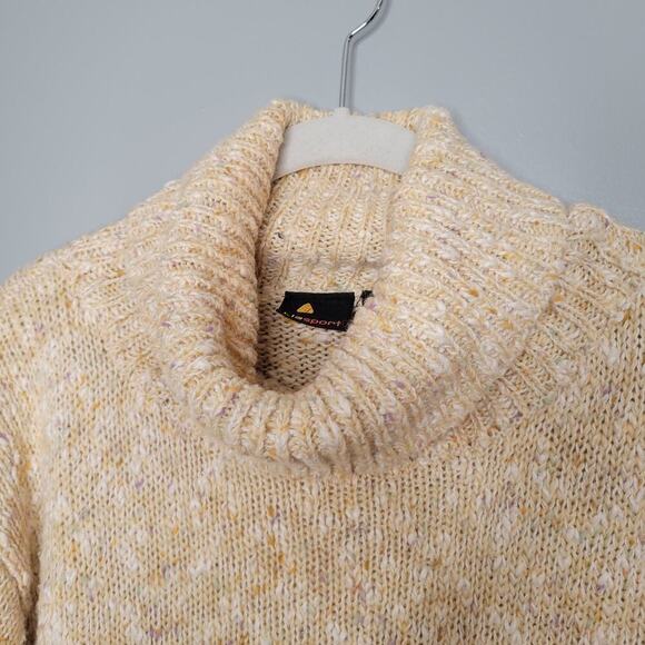 LizSport sweater women's size‎ L beige cotton blend cowl neck classic 80's 90's - Picture 4 of 10